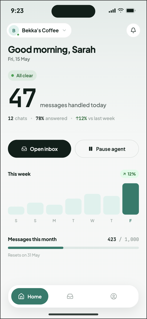 Wazi app home mobile screen